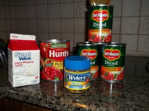 Ingredients needed for Tomato Basil Soup
